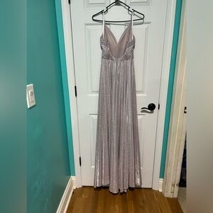 Windsor dress; silver/dusty blue; Medium; M; short slip inside;flowy; pockets